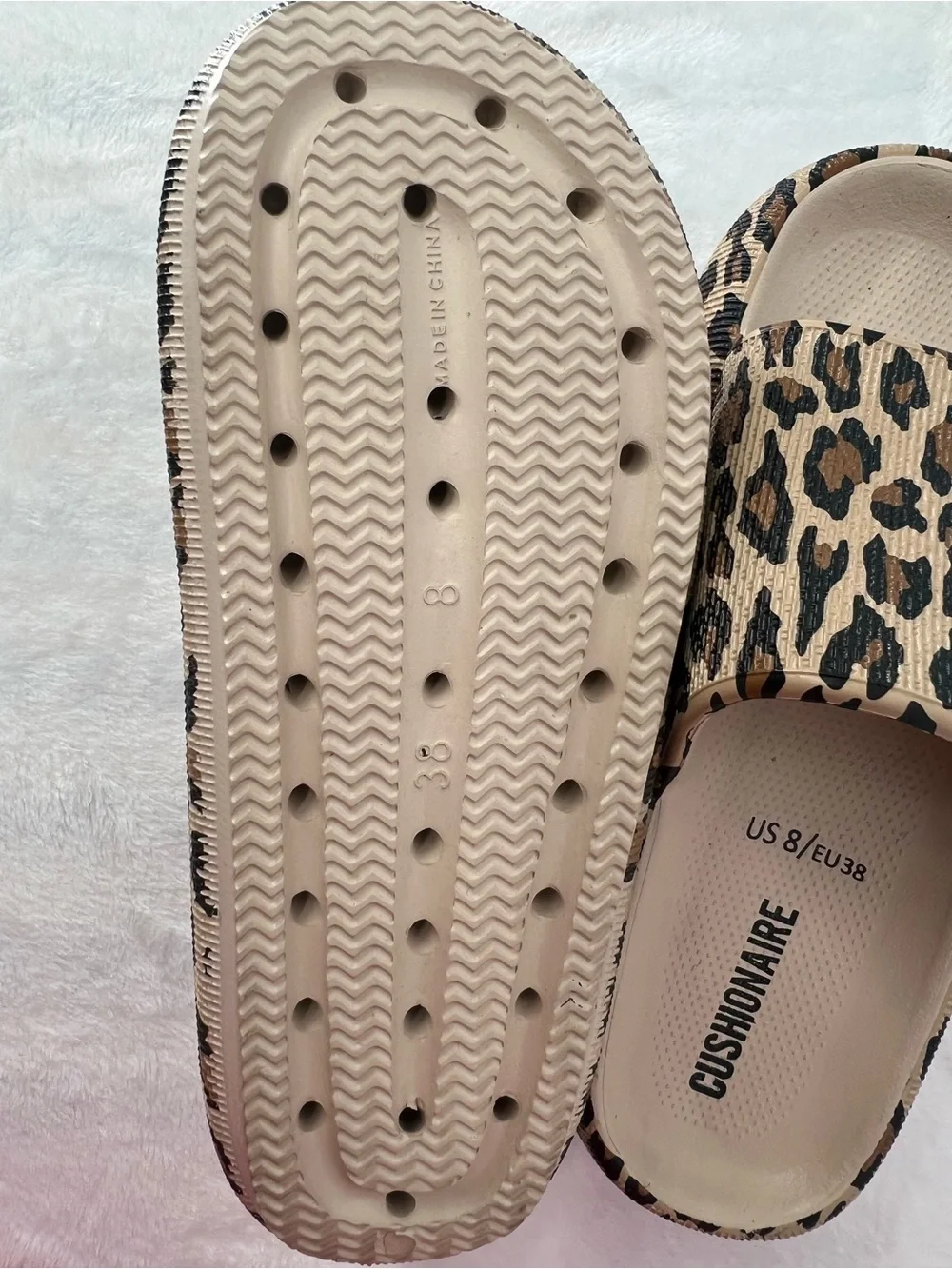 Cushionaire Feather Foam Slides Leopard New Sz 8 Comfy Cloud Cushion Shower Spa